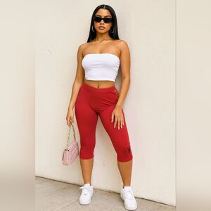 Playboy Red Cut Out Strap Leggings L/XL Y2K Baddie Trap Clubwear Festival